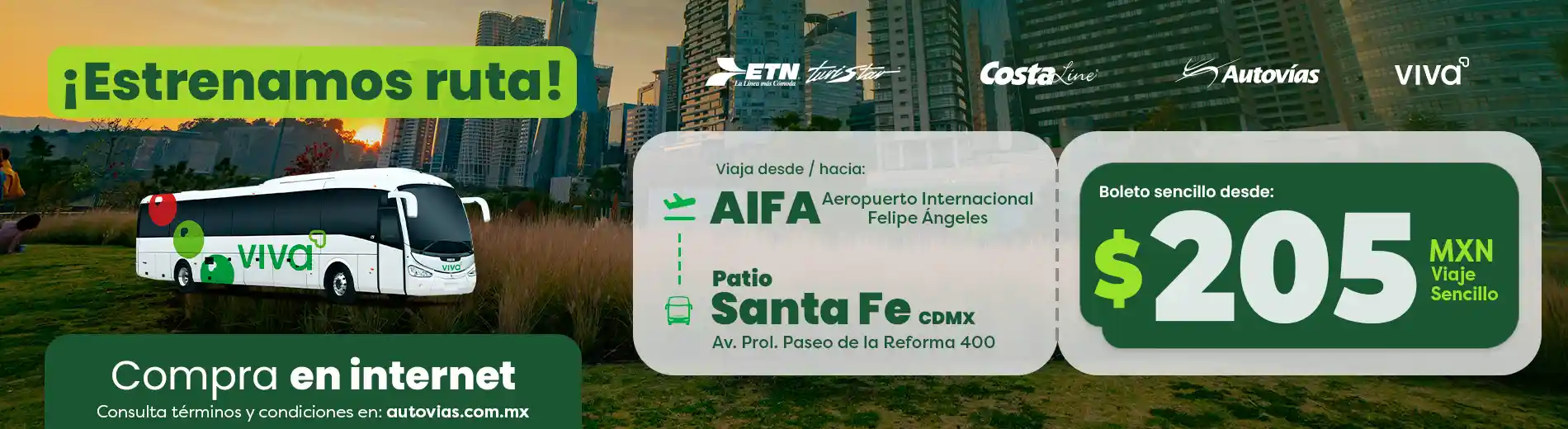 Viaja del AIFA hacia Patio santa Fe desde $205 con Autovias