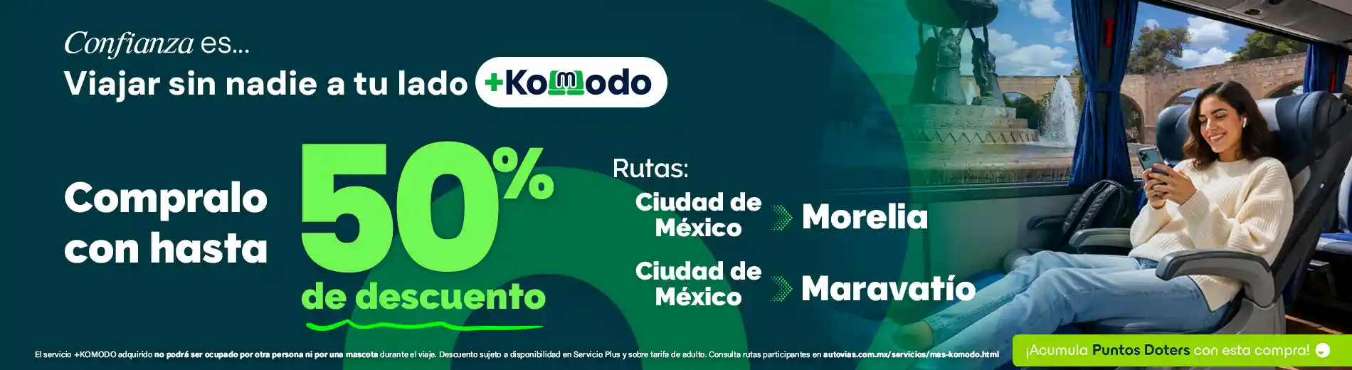 Viaja +komodo compralo hasta con 50% de descuento con Autovías