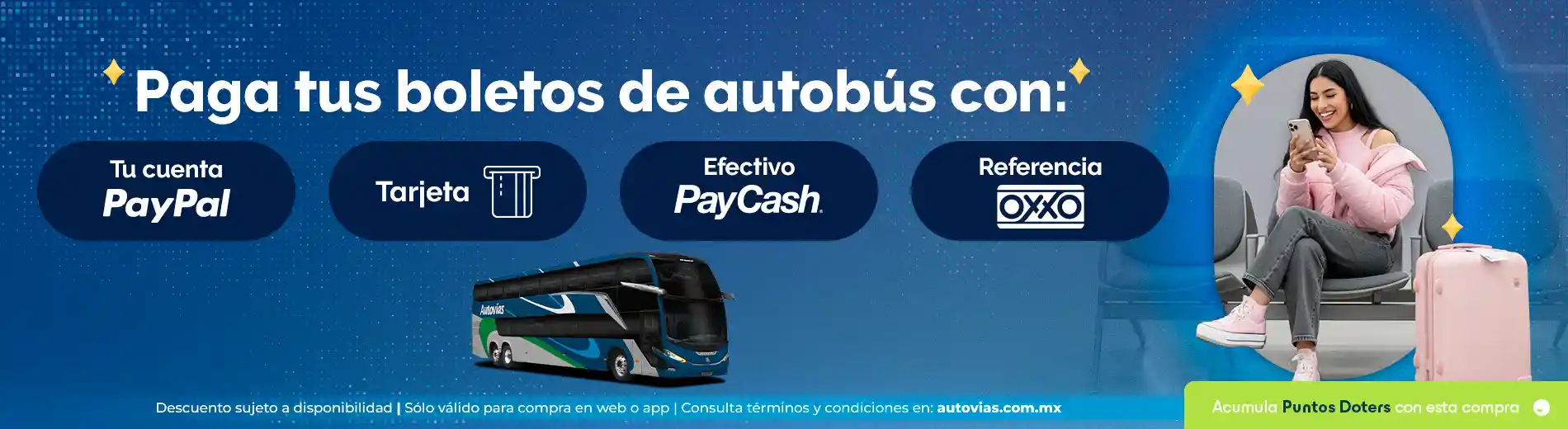 Paga con los diferentes metodos de pago con Autovías