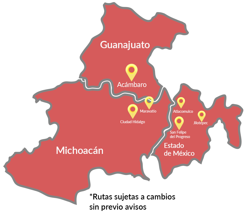 Mapa de destinos y rutas de Pegasso
