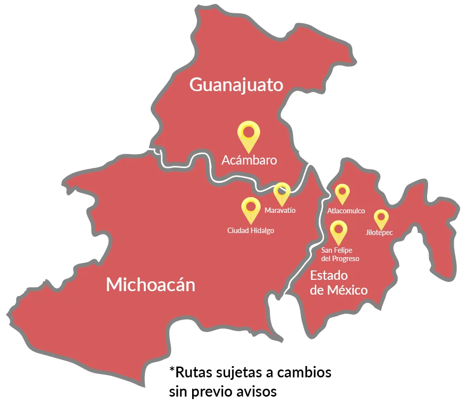 Mapa de destinos y rutas de Pegasso