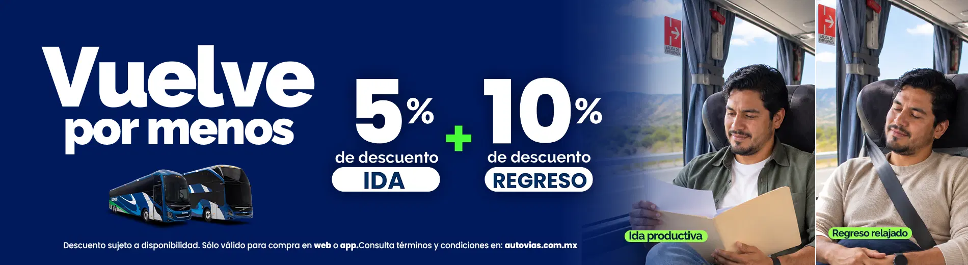 Descuentos en boletos de ida y regreso comprando en línea con Autovías